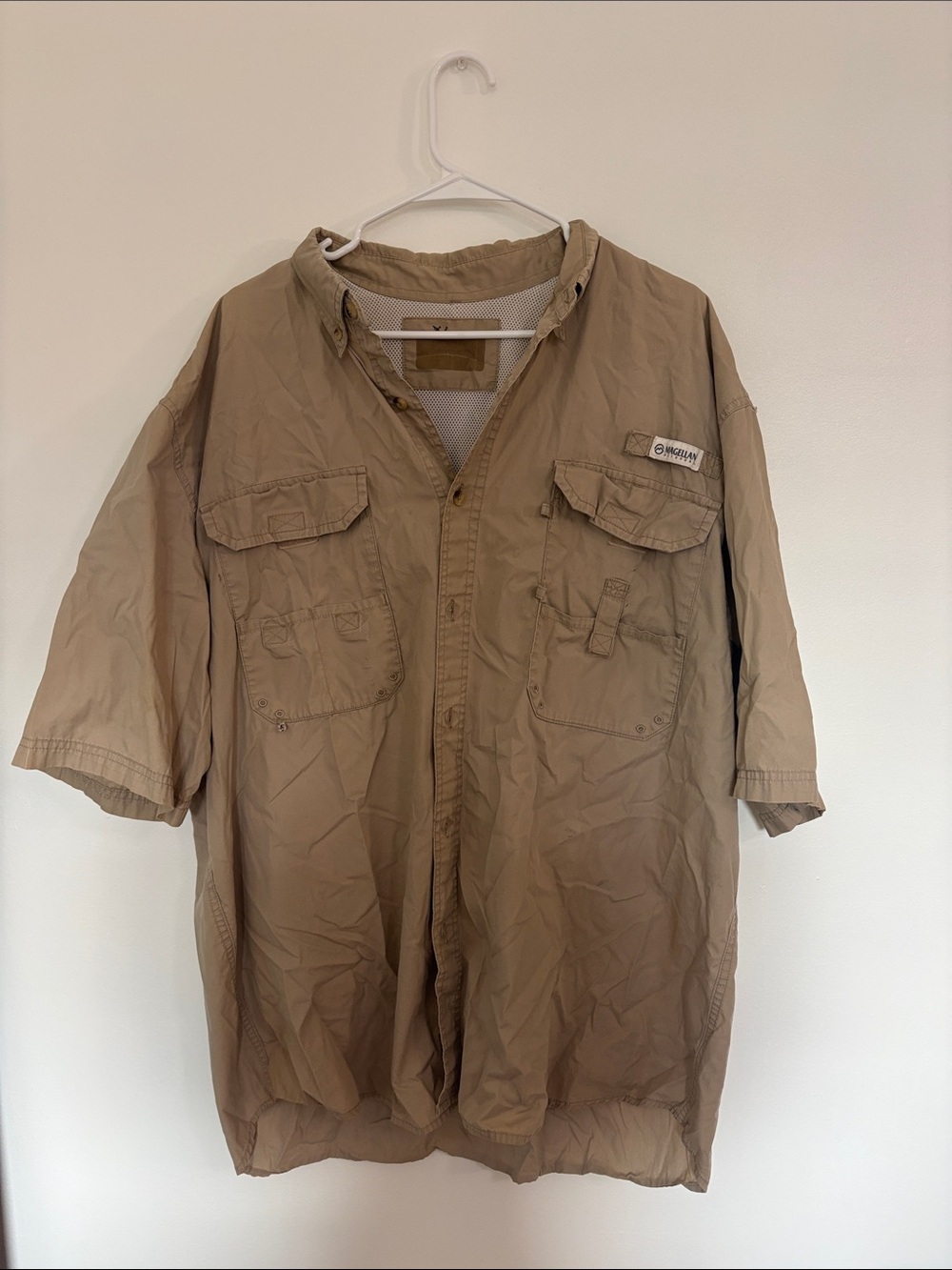Magellan Outdoors Short-Sleeve Fishing Shirt — Khaki